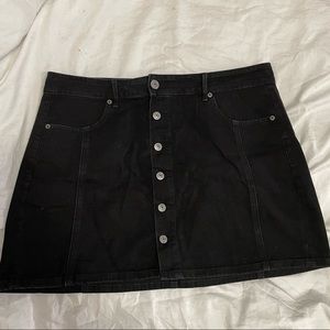black AE button down skirt